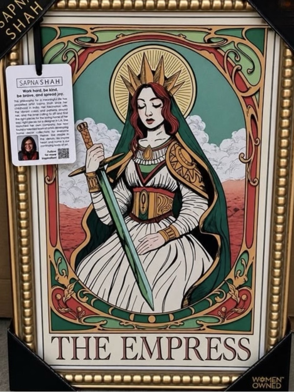 Sapna Shah "The Empress" Tarot Art Print Art Nouveau NWT Viral
